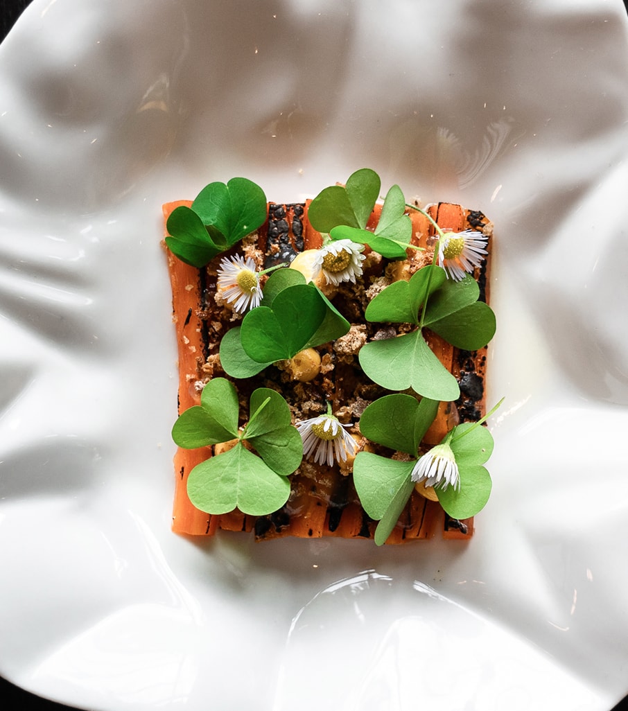 Vorspeise Kräuter Blüten Teller